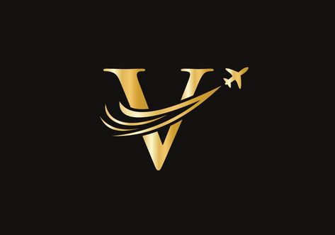 Letter V Travel Logo Design Concept With Flying Airplane Symbol V Logo Design Letter, Travel Logo Design, V Logo Design, Logo Design Letter, Flying Airplane, Logo Design Concept, V Logo, Travel Logo, Letter V