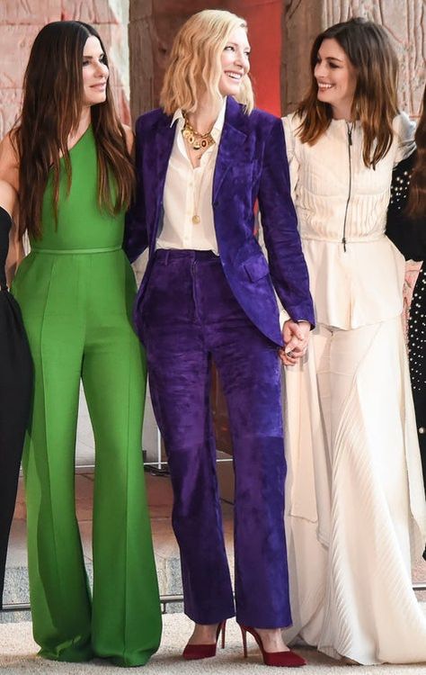 A List Of All The Suits Cate Blanchett Has Worn On The "Ocean's 8" Press Tour, For Science Suede Suit, Oceans 8, Sandra Bullock, Cate Blanchett, Looks Vintage, Celebrity Photos, Suits For Women, Celebrity Style, Fashion Inspo