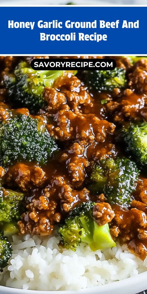 Unlock the flavors of Honey Garlic Ground Beef and Broccoli! This simple recipe showcases ground beef and broccoli in a rich, sweet sauce that’s sure to please. Add this to your go-to Ground Beef Recipes for a satisfying meal that’s both nutritious and full of taste. Enjoy! Honey Garlic Ground Beef, Beef And Broccoli Recipe, Ground Beef And Broccoli, Savory Recipe, Honey Garlic Sauce, Broccoli Recipe, Beef And Broccoli, Cozy Dinner, Broccoli Beef