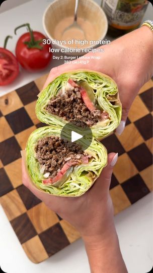 16M views · 20K reactions | DAY 2: BURGER STYLE LETTUCE WRAP 🍔 with homemade Big Mac sauce. Day 2 of 30 high protein, low calorie recipes. Full recipe on my website. | Recipes by Victoria  | BL3SS · Kisses (feat. bbyclose) [Sped Up Version] High Protein Low Calorie Recipes, Homemade Big Mac Sauce, Homemade Big Mac, Big Mac Sauce, Mac Sauce, Healthy Burger, Healthy Wraps, Lettuce Wrap, High Protein Low Calorie