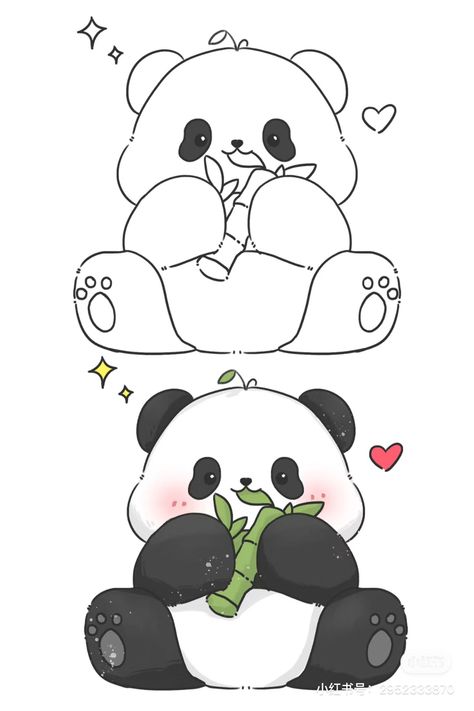 Cute Panda Sketch Easy, Cute Simple Panda Drawings, Chibi Panda Drawing, Cute Panda Cartoon Drawings, Cute Panda Drawing Kawaii, Cartoon Panda Drawing, Cute Panda Doodle, Panda Doodle Art, Drawings Of Pandas