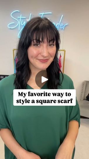 3.3K views · 21 reactions | my favorite way to style a square scarf | I’ve had so much fun creating this #scarfspiration series! Which is your favorite so far? | By StyleFinder Boutique | Facebook How To Style Square Scarf, How To Wear A Square Scarf, Style A Square Scarf, Square Scarf How To Wear A, Chunky Scarves, Square Scarf, My Favorite, Boutique, Square