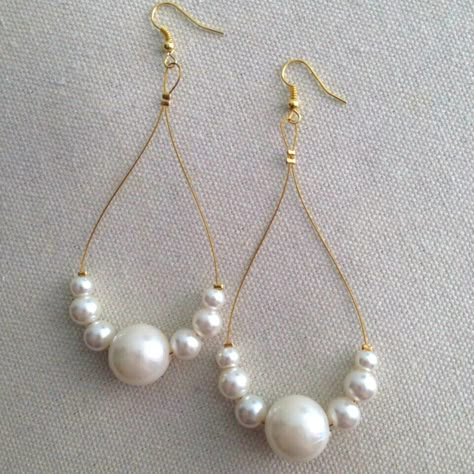 Pearl Earrings Designs Handmade, Diy Pearl Earrings How To Make, Pearl Earrings Diy Ideas, Diy Valentines Earrings, Handmade Elegant Earrings, Diy Elegant Earrings, Diy Earrings Pearl, Diy Pearl Earrings, Handmade Pearl Earrings