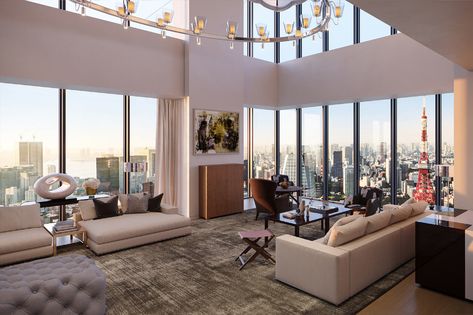 Big in Japan: A Sky-High Standard of Luxury Living Tokyo Penthouse Luxury, Apartment In Japan Tokyo, Japan Penthouse, Tokyo Penthouse, Wall Decoration Ideas With Paper, Apartment In Japan, Decoration Ideas With Paper, Tony Chi, Homemade Wall Decorations