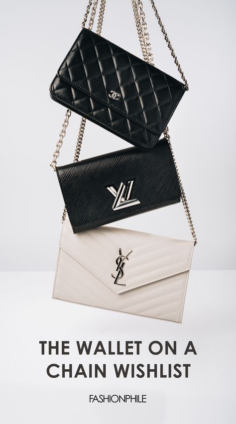 First unveiled years ago by Yves Saint Laurent, Hermès, and Louis Vuitton, today almost every major fashion house offers at least one wallet on a chain option, usually in multiple sizes. Woc Outfit, Ysl Envelope Chain Wallet, Saint Laurent Wallet On Chain, Dream Bags, Wallet On Chain, Chain Wallet, Best Wallet, Luxury Wallet, Wallet Chain