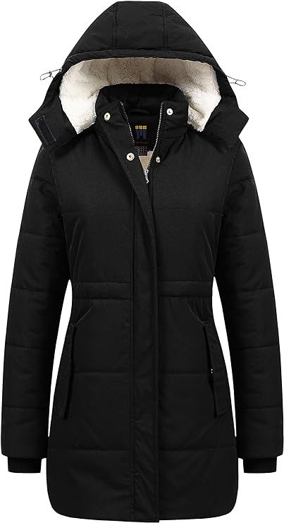 CREATMO Womens Thicken Sherpa Trendy Winter Coat Puffy Warmest Snow Jacket Outerwear Removable Hood. FOLLOW ME FOR MOORE CHOICES LIKE THOS! LIKE & SAVE #ad #womenscoats #snow coats, womens winter coat, winter jacket, sherpa hood, removable hood, trendy winter outerwear, puffy coat, stylish, cute, ribbed bottom sleeves, relaxed fit, size 3X, lightweight, down insulation, adjustable waist, string adjust waist, waterproof, water resistant, high-density water resistance, deep pockets, parker Trendy Winter Coats, Cold Weather Dresses, Jacket Parka, Puffy Jacket, Sherpa Jacket, Snow Jacket, Midi Skirts, Winter Jackets Women, Winter Coats Women