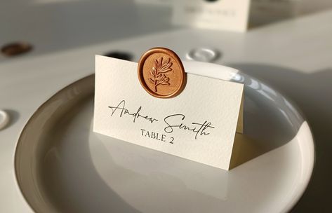 Wax Seal Place Cards, Ivory Name Cards, Wedding Escort Cards, Elegant Name Card, Wedding Place Card, Ivory Place Cards, Wax Place Cards - Etsy Wax Seal Place Cards, Name Card Wedding, Name Cards Wedding, Diy Place Cards, Kings Table, Elegant Names, Wedding Name Cards, Brady Bunch, Wedding Place Card