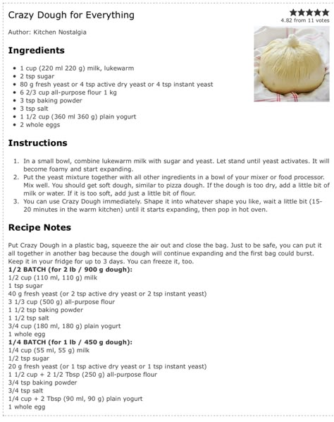 Crazy Dough Recipes, Crazy Dough For Everything, Gluten Free Crazy Dough, Crazy Dough, Bread Recipes Easy, Baking With Coconut Flour, Ibs Recipes, Bread Ideas, Homemade Bread Recipes Easy