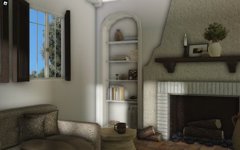 mediterranean realistic aesthetic simple organic plant modern living room Bloxburg Styles, Living Room Bloxburg, Room Bloxburg, Living Room Victorian, Cottage Core Bloxburg House, Bloxburg Inspiration, Bloxburg Interior, Bloxburg Building, Autumn House