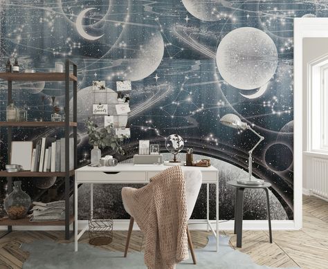 ✨Starry Night Fantasy, self-adhesive stickers, large murals #home #windowview #muralart #artwall #frenchstyle #mural #murales #french #frenchstylehome #artistsofig #naturally #3dmural #homedecoratıon #artwallpaper #art #WallDecoration #muralist #handpainted Witchy Wall Mural, Celestial Mural Bedroom, Galaxy Mural Paint, Fantasy Mural, Constellation Mural Ceiling, Mural Wall Art Galaxy, Cloth Wallpaper, Star 3d, High Definition Pictures