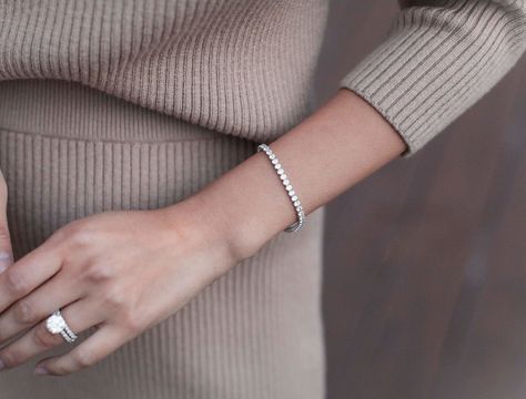 tennis bracelet for small wrists // petite bracelets Tennis Bracelet Outfit, Petite Bracelets, Bracelet Outfit, Bracelets Outfit, Sweater Skirt Set, Petite Sweaters, Womens Business Casual, Work Clothes, Small Frame