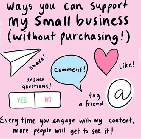 Free ways to support your favorite small businesses! It bever costs to support and it is always appreciated! Support Small Business Quotes, Facebook Engagement Posts, Small Business Quotes, Facebook Engagement, Small Business Plan, Interactive Posts, Business Inspiration Quotes, Small Business Inspiration, Mary Kay Business