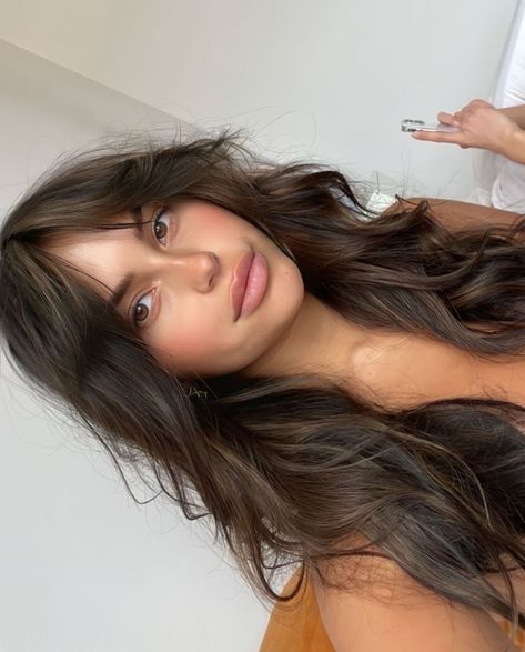 Rambut Brunette, Brown Hair Looks, Brown Hair Inspo, Long Brown Hair, Long Hair With Bangs, Hair Makeover, Hair Inspo Color, Brunette Hair, Aesthetic Hair