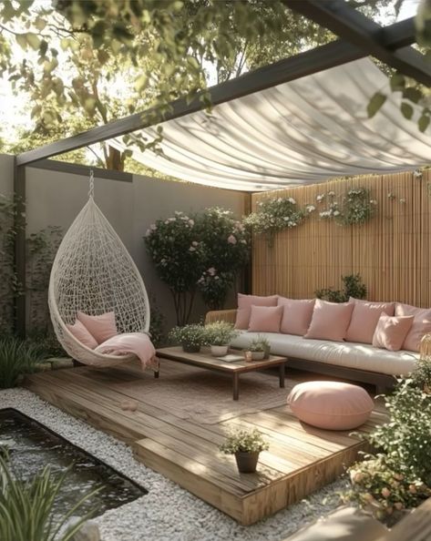 Patio Decorating Ideas Small Space, Outdoor Seating Decor, Modern Backyard Ideas On A Budget, Small Garden Seating Area Ideas, Amazing Outdoor Spaces, Outdoor Furniture Ideas For Small Spaces, Cozy Small Backyard, Front Garden Seating Ideas, Outdoor Gardens Design Small Spaces