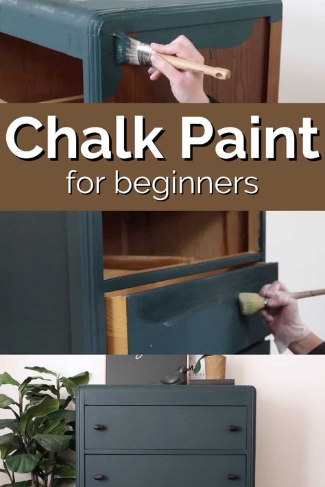 How to Chalk Paint Furniture | Step by Step For Beginners How To Chalk Paint Furniture, Rustoleum Chalk Paint Colours, Chalk Paint Brands, Paint A Dresser, How To Chalk Paint, Rustoleum Chalk Paint, Door Overhang, Make Chalk Paint, Chalk Paint Dresser