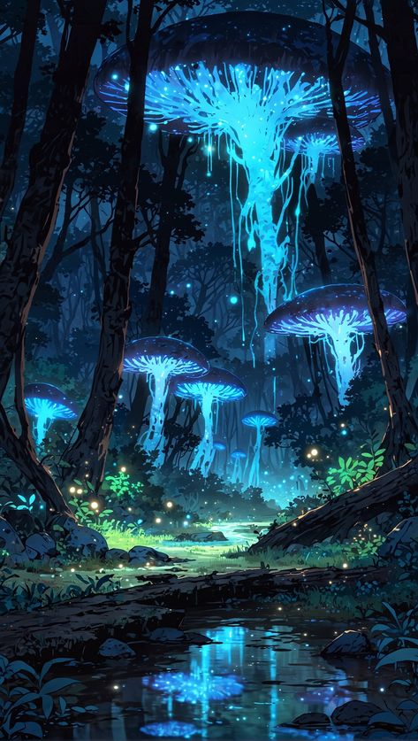 AI Art by DELTA_AI on Pixiv  AI generated Illustration landscape #ai  #wallpaper   #illustration  #background  #aiillustration #fantasy Cool Fantasy Backgrounds, Surreal Background Landscapes, Bioluminescence Fantasy Art, Mythical Forest Background, Dragon Landscape Art, Cyberpunk Nature Aesthetic, Enchanted Forest Concept Art, D&d Backgrounds, Fantasy Background Drawing