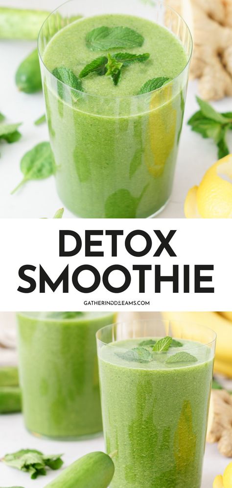 If you struggle to get your daily dose of goodness, this green detox smoothie is here to save the day. It’s loaded with good-for-you ingredients, and it tastes so dreamy you won't believe it's full of veggies! Inflammation Smoothie, Perfect Smoothie, Green Detox Smoothie, Detox Smoothie Recipes, Smoothie Packs, Easy Smoothies, Healthy Smoothie, Detox Juice, Detox Recipes