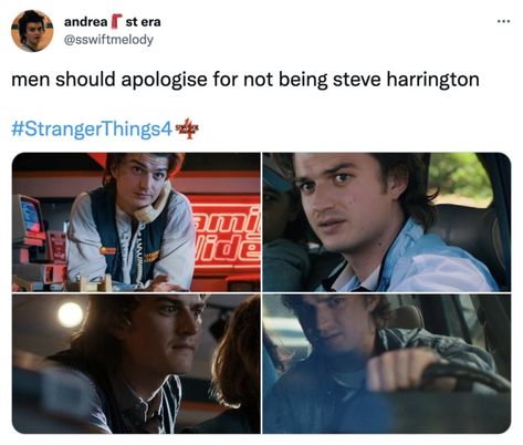 Stranger Things season four debuted on Netflix after a three-year hiatus. Here are the best Stranger Things 4 memes and tweets so far. #strangerthings4 #memes Babysitter Steve, Stranger Things Memes, Stranger Things Season 4, Better Men, Watch Stranger Things, Duffer Brothers, The Memes, Stranger Things 4, Stranger Things Meme