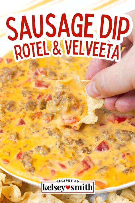 Velveeta Sausage Cheese Dip Velveeta Sausage Dip, Rotel Dip With Sausage, Spicy Sausage Dip, Velveeta Cheese Dip, Sausage Dip Recipe, Pork Breakfast, Sausage Cheese Dip, Velveeta Recipes, Cream Cheese Recipes Dip