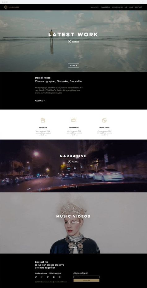 Cinematographer Website Template Video Editor Portfolio Design, Web Design Profile, Video Portfolio Website, Video Editor Portfolio, Film Layout, Filming Ideas, Portfolio Website Inspiration, Artist Portfolio Website, Websites Inspiration