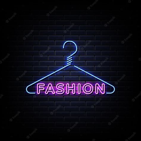 Neon Logo, Neon Sign, Premium Vector, Logo Design, Neon, Wall, Clothes, Design