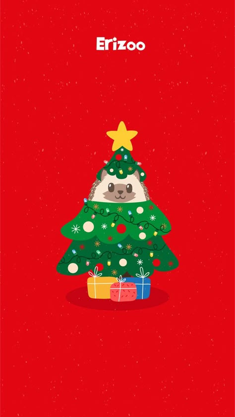 Hedgehog Wallpaper, Christmas Hedgehog, Hedgehog Christmas, Animales Cute, Christmas Wallpapers, Christmas Poster, Cute Easy Drawings, New Month, Kawaii Wallpaper