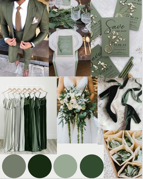 Wedding Theme Color Schemes, Dark Green Wedding, Wedding Color Pallet, Forest Theme Wedding, Green Themed Wedding, Quince Dresses Pink, Wedding Color Palettes, Sage Wedding, Wedding Arches