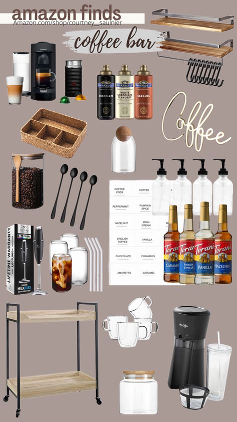 Amazon Coffee Bar, Office Coffee Station, Coffee/wine Bar, Coffee Organization, Coin Café, Coffee Bar Station, Coffee Bar Ideas, Coffee Bars In Kitchen, Coffee Nook