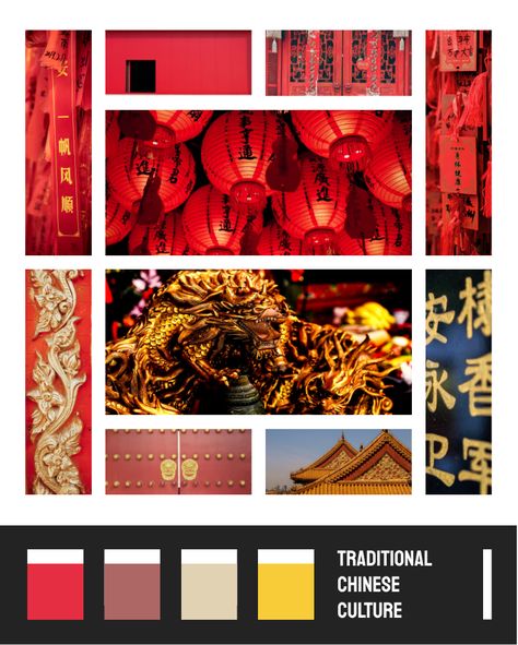 Draw in your audience with this attention-grabbing Mood Boards template. Chinese Mood Board, Mood Boards Template, Rice Branding, Chinese Culture Aesthetic, Chinese Color Palette, Collages Ideas, Accessories Drawing, Chinese Party, Cafe Inspiration