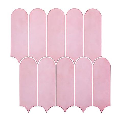 Pink Backsplash, Feather Mosaic, Temporary Kitchen, Stick On Wall Tiles, Removable Backsplash, Peel Stick Backsplash, Peel And Stick Backsplash, Stick Backsplash, Handmade Ceramic Tiles