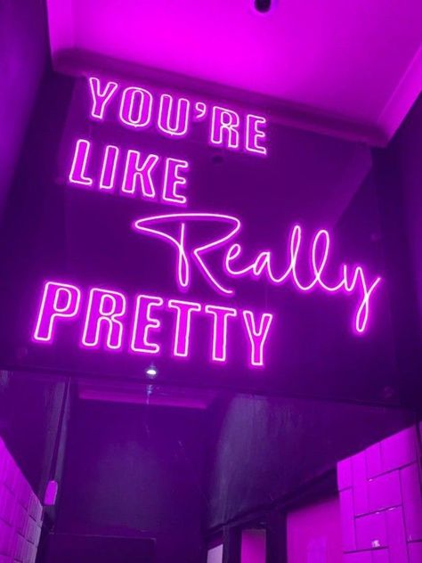 WALLPAPER Neon Wallpaper Purple, Signs Quotes, Neon Signs Quotes, Youre Like Really Pretty, Purple Quotes, Wallpaper Purple, Wedding Neon Sign, Neon Wallpaper, Neon Art