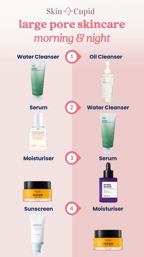 Skin Care Routine By Andrea Double Cleansing, Morning Skin Care Routine, Skin Secrets, Sunscreen Moisturizer, Large Pores, Oil Cleanser, Minimize Pores, Unclog Pores, Clogged Pores