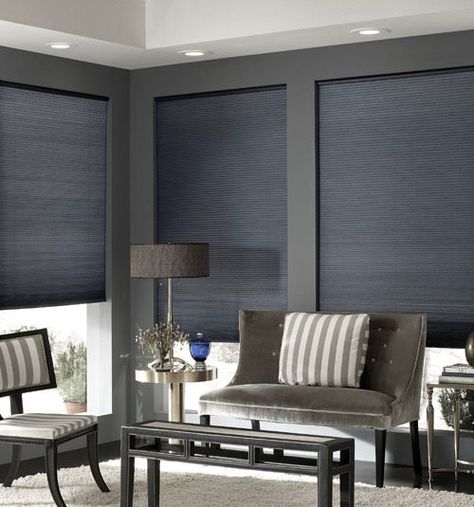 Blindsgalore® Cordless Double Cellular Shades in Silver l Beach Home Windows l www.DreamBuildersOBX.com Budget Blinds, Honeycomb Shades, Cellular Shades, Shades Blinds, Window Shades, A Living Room, Blinds For Windows, My New Room, Window Coverings