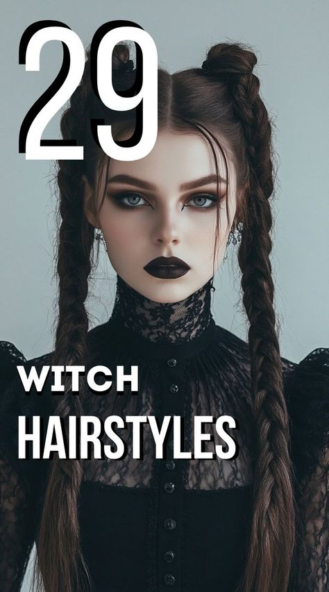 Get spellbindingly chic with these 29 witch-inspired hairstyles! From messy, magical updos to long, sleek locks with a mystical edge, these hairstyles will have you looking enchantingly fierce for any occasion. Witch Hairstyles, Witchy Hair, Black Hair Salons, Witch Hair, Medieval Hairstyles, Diy Hair Masks, Hair Mistakes, Goth Hair, Cornrow Hairstyles