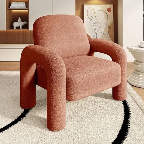 Amazon.com: Dewhut Modern Sherpa Accent Chair, Teddy Upholstered Arm Single Sofa, Cozy Fluffy Reading Chair for Living Room, Bedrooms, Corner (Orange) : Home & Kitchen Accent Sofa Chair, Accent Chairs For Bedroom, Sherpa Accent Chair, Sofa Cozy, Media Office, Trunk Design, Modern Accent Chairs, Living Single, Accent Chairs & Armchairs