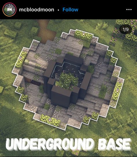 Underground Entrance Minecraft, Minecraft Underground Ideas, Sewer Minecraft, Minecraft Bunker Entrance, Minecraft Graveyard Ideas, Minecraft Underground Base, Minecraft Roof, Minecraft Underground, Rumah Minecraft Sederhana