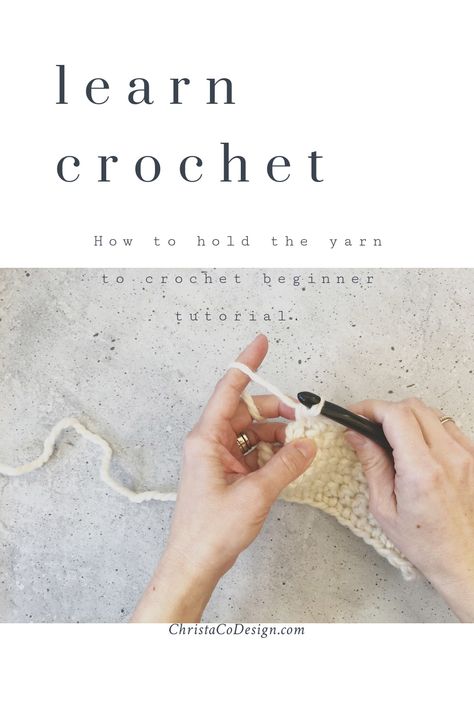 Learn how to hold and tension the yarn to crochet. This beginner tutorial shows you a few variations to try. Step by step with photos for beginners. Simple Sewing Tutorial, Crochet Lessons, Easy Tutorial, Knit Patterns, Sewing Tutorials, Hold On, Free Crochet, Arts And Crafts, Yarn