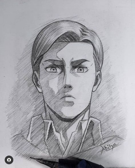 Erwin Smith Drawing Sketch, Erwin Sketch, I Draw Too, Erwin Smith Drawing, Erwin Manga, Attack On Titan Drawings, Attack On Titan Sketch, Attack On Titan Drawing, Arm Art