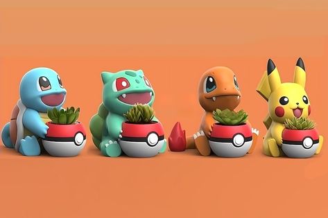 Pokemon Apartment, Pokemon 3d Print, Pokemon Clay, Ideas Impresion 3d, Pokemon Planter, Clay Pokemon, Clay Fox, Pokemon Decor, 3d Pokemon