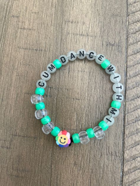 Rave Candies Bracelets, Candy Bracelet Ideas Rave, Candi Ideas Rave, Rave Kandi Necklace, Funny Rave Kandi, Festival Candy Bracelets, Festival Kandi Ideas, Rave Candy Ideas, Rave Kandi Ideas Funny