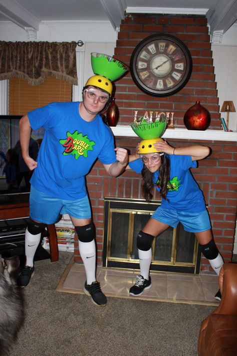 Double Dare Contestants Double Dare Games Diy, Double Dare Party, Double Dare Birthday Party, Double Dare Costume, Double Dare Games, Costumes For Sisters, Halloween Costumes For Sisters, Nickelodeon Party, 90s Couples