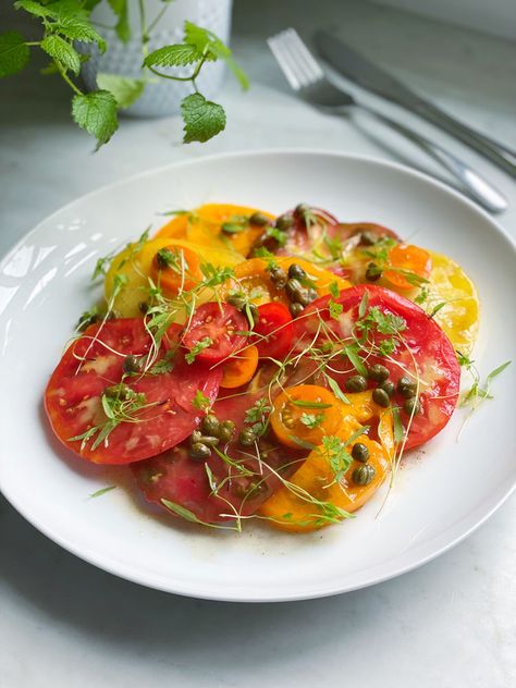 Caper Vinaigrette, Smoked Salmon Platter, Salmon Platter, Tomato Butter, Tomato Season, Sherry Vinegar, Browned Butter, Heirloom Tomatoes, Tomato Recipes