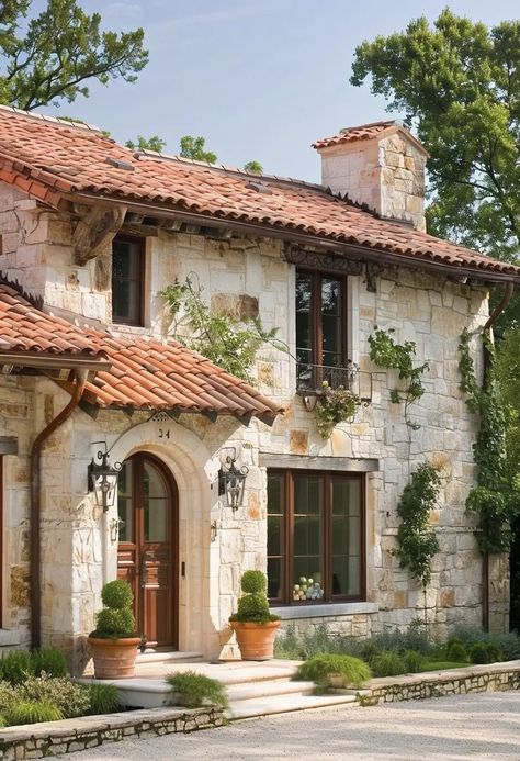 French Mediterranean Home Exterior, Country House Exteriors, French Country House Exterior, French Mediterranean Home, French Stone House, Garden Provence, French Country Cottages, French Country Manor, Country House Exterior