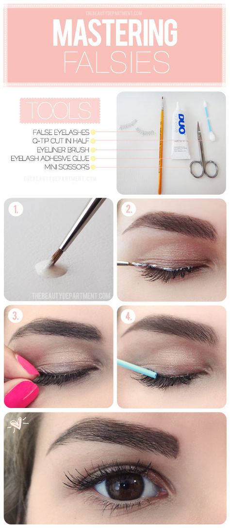 Apply glue to your actual lash line, instead of the false lashes. | 16 Tips And Tricks To Help You Apply False Eyelashes Perfectly Applying False Eyelashes, Beauty Make-up, The Beauty Department, Makeup Tricks, Makeup Game, Eyeliner Brush, Fake Lashes, For Lash, Strip Lashes