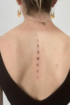 Moon Cycle Tattoo, Flower Spine Tattoos, Small Moon Tattoos, Tato Minimal, Moon Phases Tattoo, Small Pretty Tattoos, Petite Tattoos, Spine Tattoos For Women, Spine Tattoo