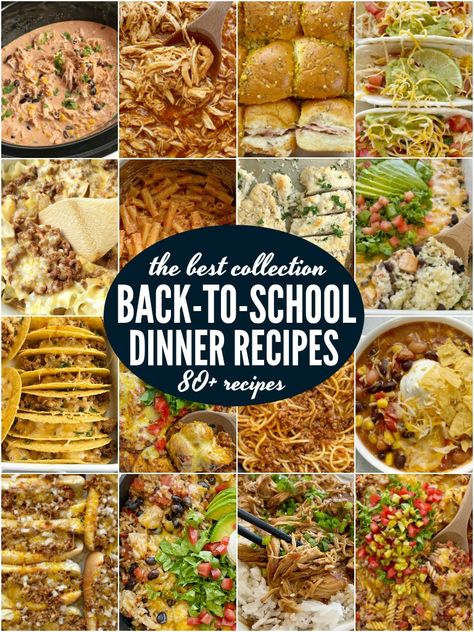 The Best Back-to-School Dinners for your busy weeknights. 30 minute dinner recipes, slow cooker recipes, kid-friendly casseroles, soup & chili recipes, and Instant Pot recipes. All these are family tested and approved. The best collection for quick and simple recipes, and dump & go recipes for weeknight dinners. Team Dinner Ideas High School, Team Dinner Ideas, Family Favorite Dinners, Back To School Dinners, School Dinner Recipes, Back To School Dinner, School Dinner, School Dinners, 30 Minute Dinners