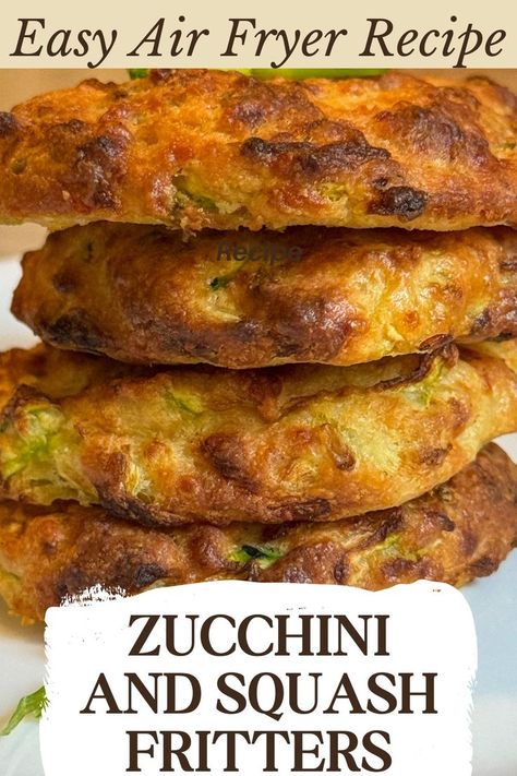 stack of air fryer zucchini and squash fritters Air Fryer Zucchini And Squash, Healthy Balanced Breakfast, Clean Eating Appetizers, Zucchini Breakfast, Zucchini And Squash, Air Fryer Zucchini, Squash Fritters, Corn Fritter Recipes, Fritters Recipe