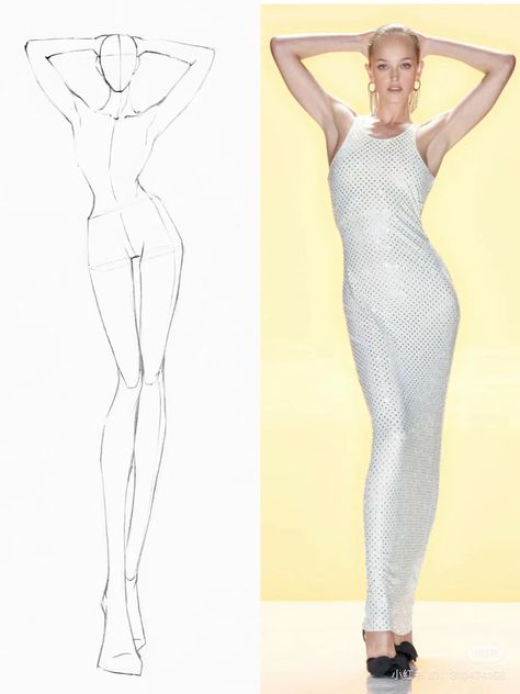 Fashion Illustration Figure Sketches, Female Croquis Poses, Back Pose Illustration Fashion Sketches, Model Body Sketch Fashion Figures, Croquis Fashion Illustration Back Pose, Female Figure For Fashion Design, Cruquius Fashion Sketch, Fashion Model Drawing, Croquis Fashion