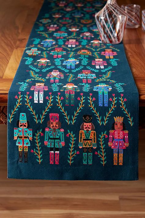 Nutcracker Table, Tablecloth Ideas, Anthropologie Christmas, Holiday Tablescape, Tin Ornaments, Perfect Hostess, Tree Table, Holiday Tablescapes, Pumpkin Candles