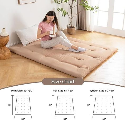 Amazon.com: Mollydot Japanese Floor Futon Mattress Queen Size 60"x 80", Foldable Floor Bed Mattress, Portable Tatami Mat Sleeping Pad, Folding Futon Cushion, Roll Up Floor Lounger for Guest Room Dormitory (Grey) : Home & Kitchen Japanese Floor Mattress Room, Floor Bed Mattress, Full Size Folding Mattress, Futon Cushion, Foldable Full Size Mattress, Japanese Sleeping Mat, Asian Futon Mattress, Japanese Mattress, Floor Futon